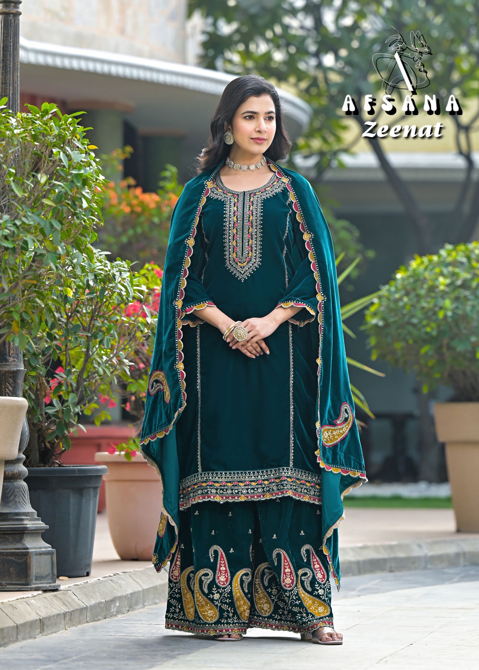 Zeenat By Afsana Velvet Embroidered Readymade Suits Wholesale Shop In Surat
